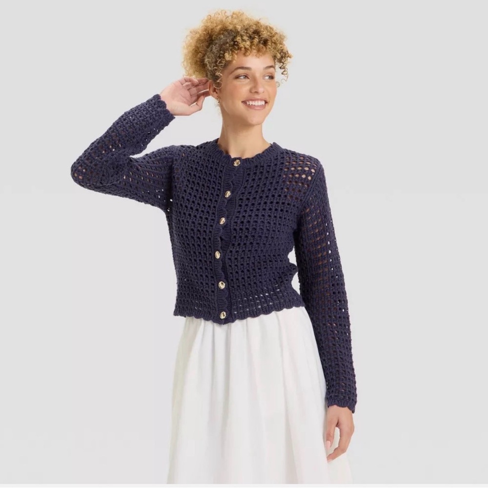 a new day Navy Blue Open-Knit Cardigan